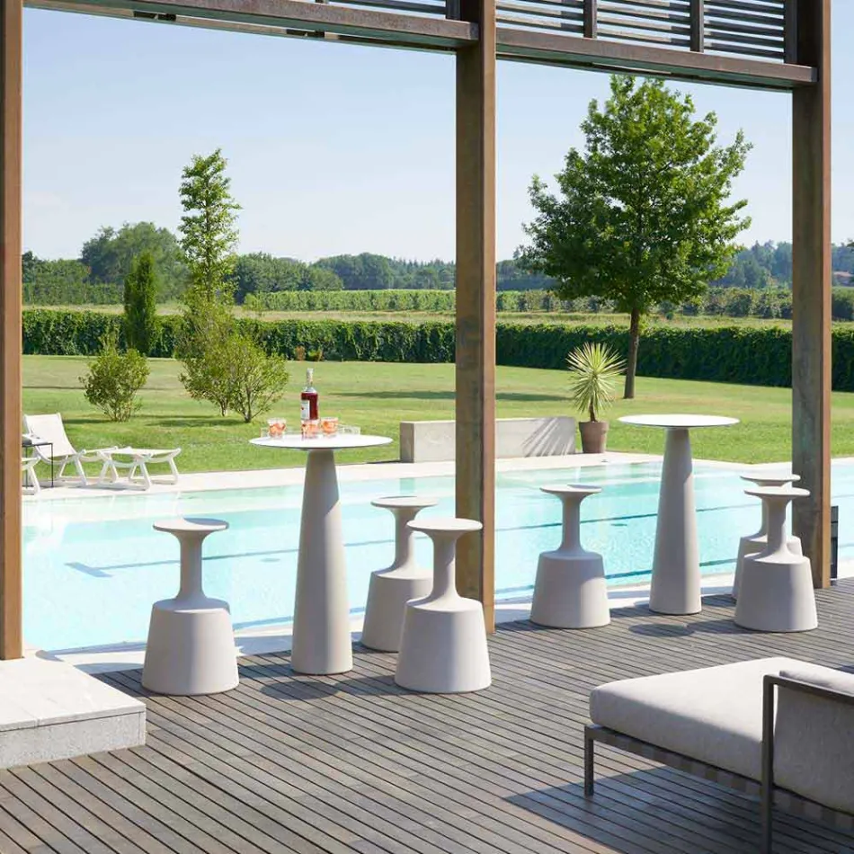 Masă rotundă din polietilenă Slide Hoplà (H110) hpl de top fabricată în Italia Viadurini