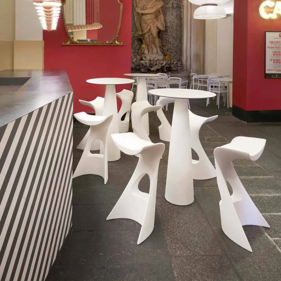 Masă rotundă din polietilenă Slide Hoplà (H110) hpl de top fabricată în Italia Viadurini