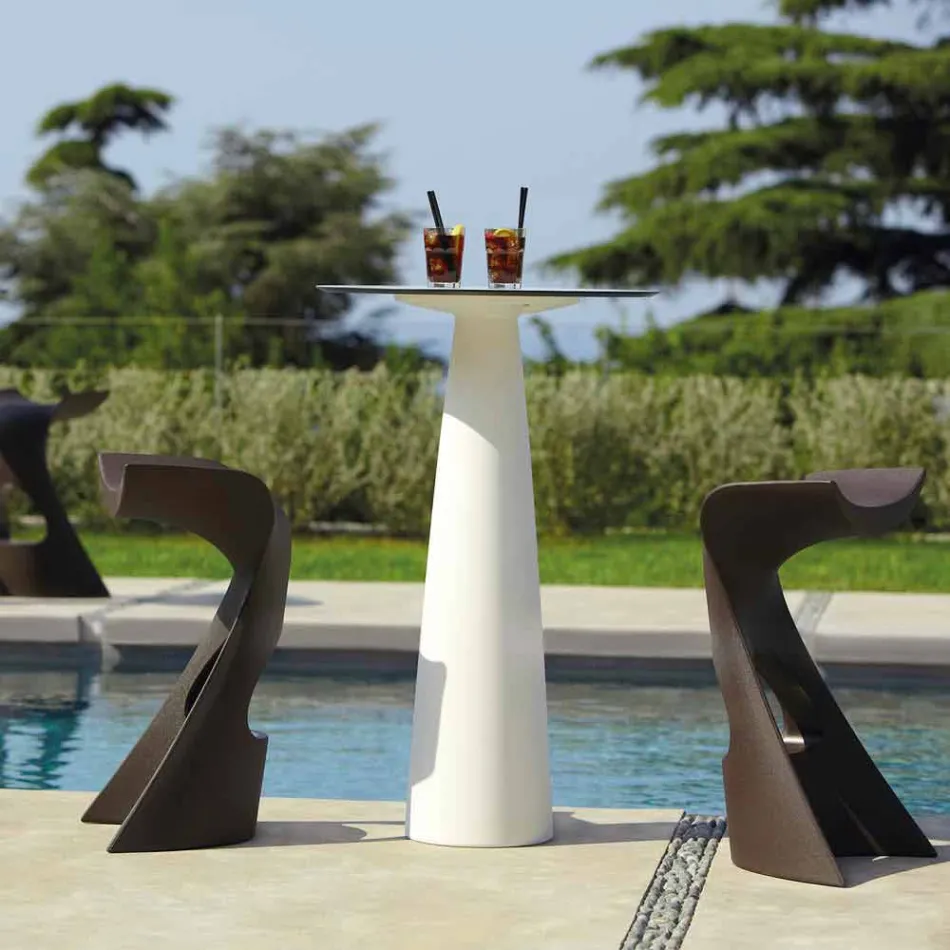 Masă rotundă din polietilenă Slide Hoplà (H110) hpl de top fabricată în Italia Viadurini