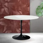 Masă rotundă Saarinen Tulip, înălțime 74 cm, ceramică Florim, alb mat - stacojiu Viadurini