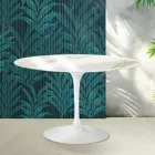 Masă rotundă Saarinen Tulip, H 74 cm, din ceramică Florim Calacatta aurie lucioasă - Scarlet Viadurini