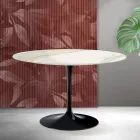 Masă rotundă Saarinen Tulip, H 74 cm, din ceramică Florim Calacatta aurie mată - Scarlet Viadurini