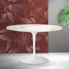 Masă rotundă Saarinen Tulip, H 74 cm, din ceramică Florim Calacatta aurie mată - Scarlet Viadurini
