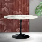 Masă rotundă Saarinen Tulip, H 74 cm, din ceramică mată Florim Statuario - Stacojiu Viadurini