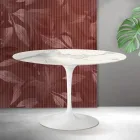 Masă rotundă Saarinen Tulip, H 74 cm, din ceramică mată Florim Statuario - Stacojiu Viadurini