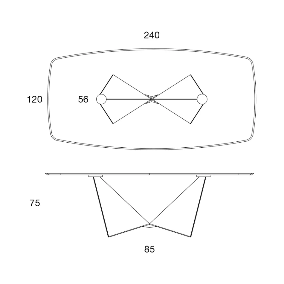 Blat pentru masa de sufragerie din ceramica mata si picioare metalice - Monacco Viadurini