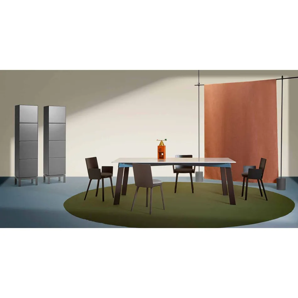 Masă de living modernă din oțel cu blat de marmură de design - Aronte Viadurini