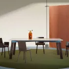 Masă de living modernă din oțel cu blat de marmură de design - Aronte Viadurini