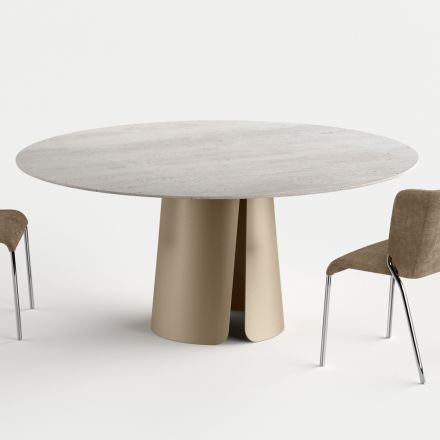 Masă rotundă cu blat ceramic, fabricată în Italia - Caleido Viadurini