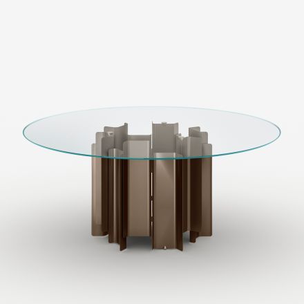Masă rotundă din sticlă extraclară, fabricată în Italia - Duna Viadurini