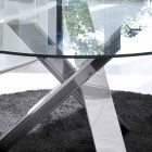 Masă rotundă de design d.120 top de sticlă realizată în Italia Cristal Viadurini