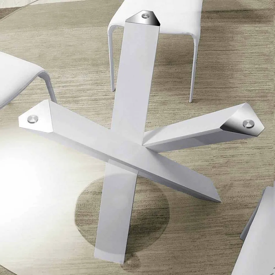 Masă rotundă de design d.160 blat din cristal fabricat în Italia Cristal Viadurini