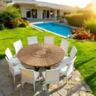 Masă rotundă din lemn de tec și lemn masiv Viadurini