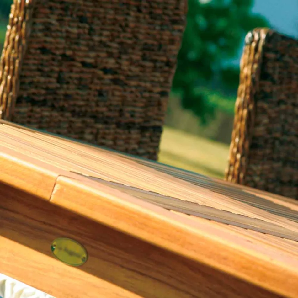 Masă rotundă din lemn de tec și lemn masiv Viadurini