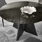 Masă rotundă din sticlă cu dungi argintii pe spate, în două dimensiuni, fabricată în Italia - Armon Viadurini