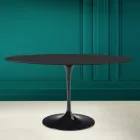 Tulip Table Eero Saarine H 73 Oval din ceramică Noir Soft Made in Italy - Scarlet Viadurini