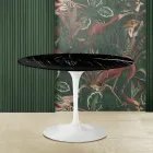 Masă Eero Saarinen Tulip H 73 cu blat din marmură neagră Marquinia Made in Italy - Scarlet Viadurini