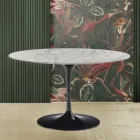 Masa Eero Saarinen Tulip H 73 cu blat rotund din marmură Statuarietto Carrara Viadurini
