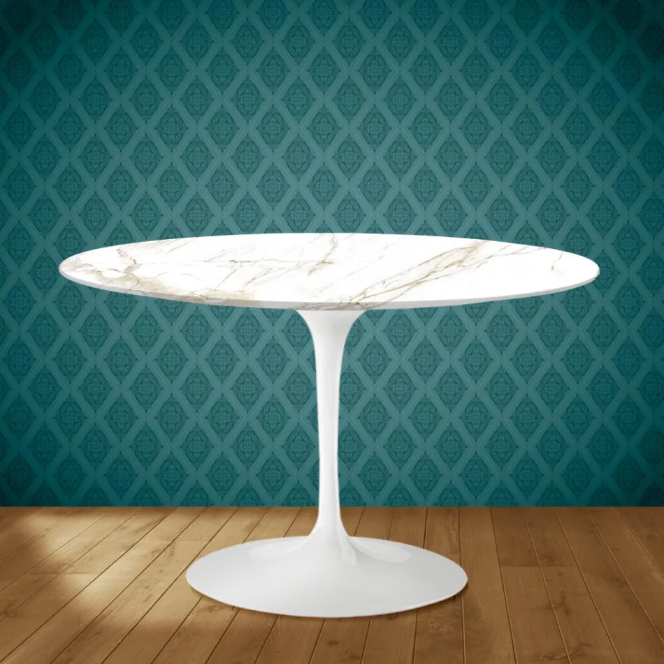 Tulip Table Eero Saarinen H 73 în ceramică Entzo Made in Italy - Scarlet Viadurini