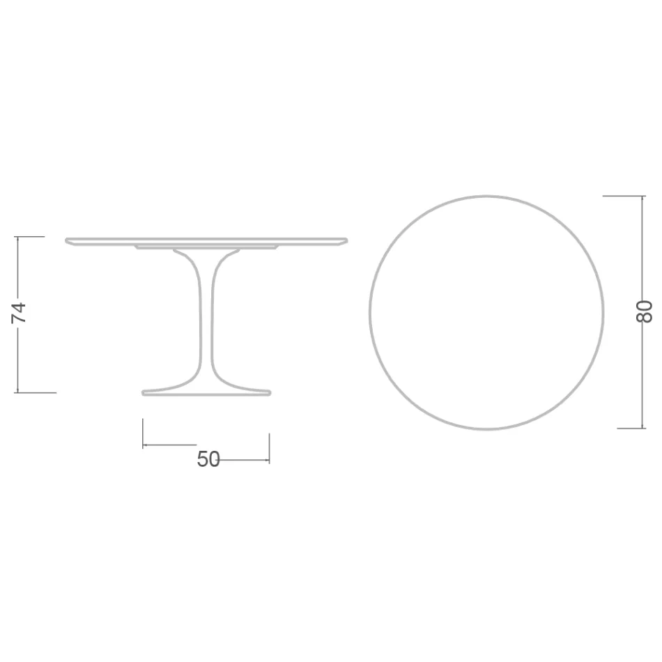 Tulip Table Eero Saarinen H 73 în ceramică Entzo Made in Italy - Scarlet Viadurini