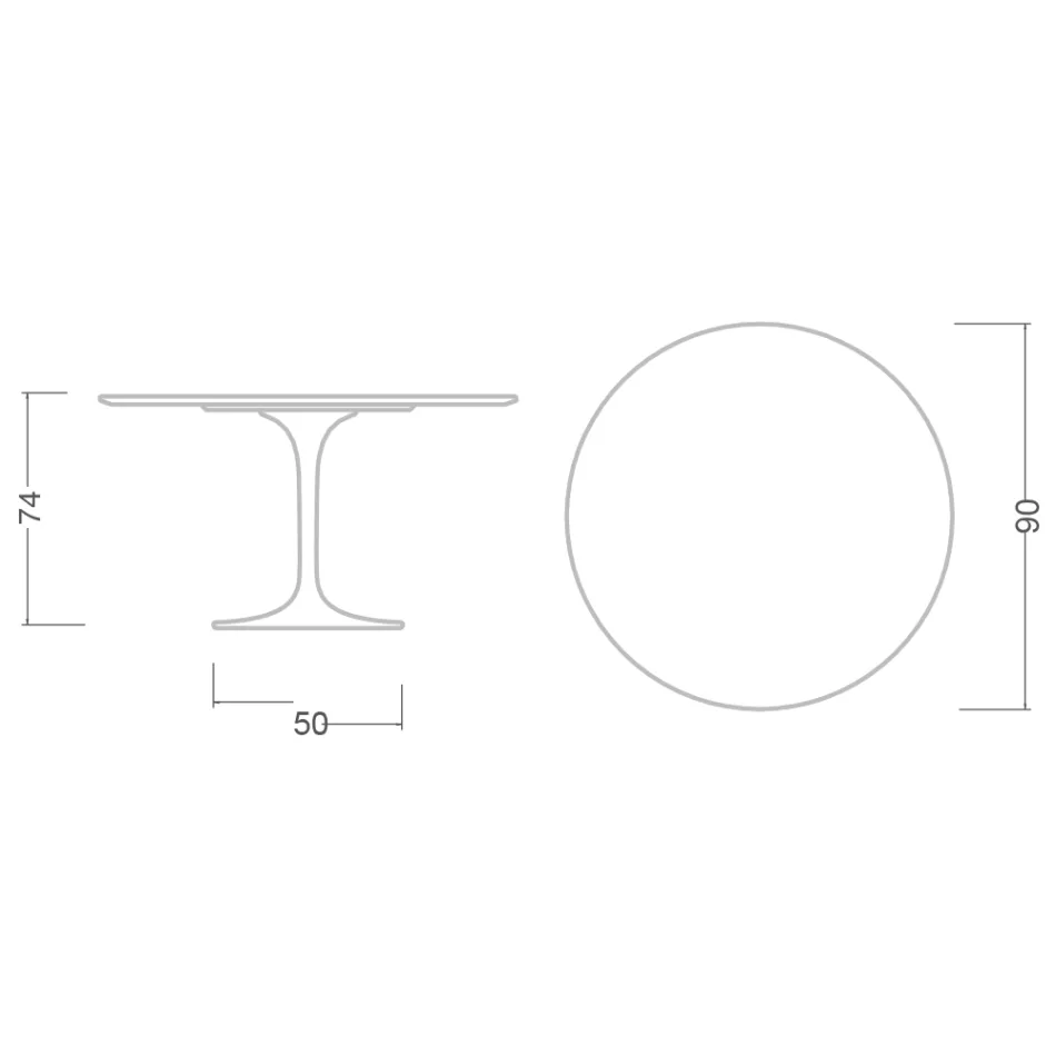 Tulip Table Eero Saarinen H 73 în ceramică Entzo Made in Italy - Scarlet Viadurini