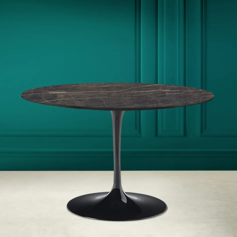 Masa Tulip Eero Saarinen H 73 în ceramică Noir Desire Made in Italy - Scarlet Viadurini