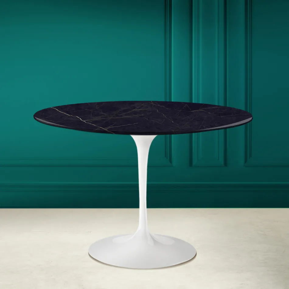 Masa Tulip Eero Saarinen H 73 din ceramică Noir Laurent Made in Italy - Scarlet Viadurini