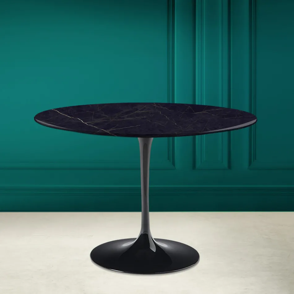 Masa Tulip Eero Saarinen H 73 din ceramică Noir Laurent Made in Italy - Scarlet Viadurini