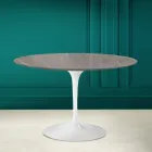 Masă Tulip Eero Saarinen H 73 în ceramică Pietra Grey Made in Italy - Scarlet Viadurini