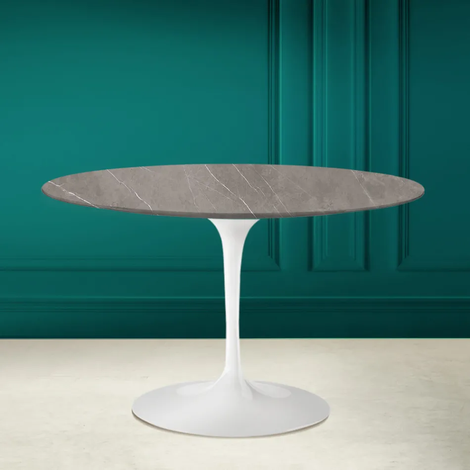 Masă Tulip Eero Saarinen H 73 în ceramică Pietra Grey Made in Italy - Scarlet Viadurini