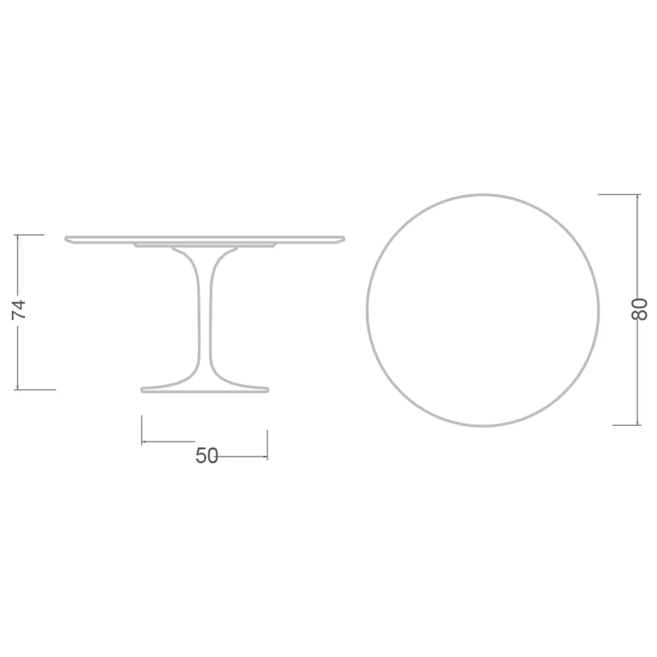 Tulip Table Eero Saarinen H 73 în ceramică Sirius Made in Italy - Scarlet Viadurini