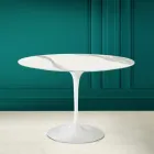 Tulip Table Eero Saarinen H 73 în Statuario Full Vein Ceramic Made in Italy - Scarlet Viadurini