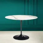 Tulip Table Eero Saarinen H 73 în Statuario Full Vein Ceramic Made in Italy - Scarlet Viadurini