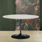 Eero Saarinen H 73 Masă Tulip în aur Caracatta Marmură Made in Italy Viadurini