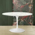 Masă Tulip Eero Saarinen H 73 din marmură Carrara Made in Italy Viadurini