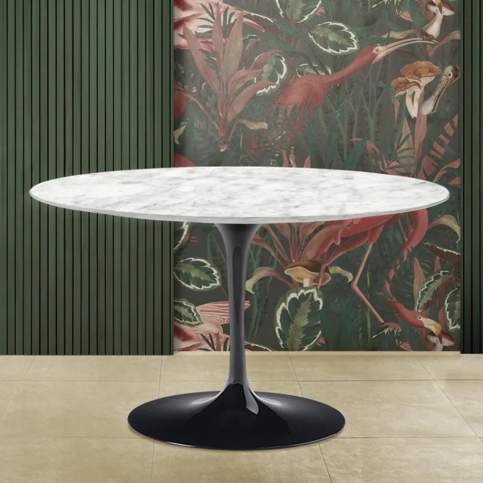 Masă Tulip Eero Saarinen H 73 din marmură Carrara Made in Italy Viadurini