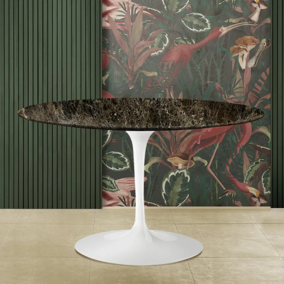 Eero Saarinen Tulip Table H 73 în marmură Emperador întunecată Made in Italy Viadurini