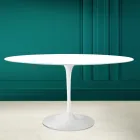 Masă Tulip Eero Saarinen H 73 ovală din ceramică alb absolut Made in Italy - Scarlet Viadurini