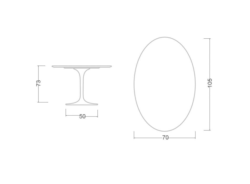 Masa Lalele Eero Saarinen H 73 Ovala din Ceramica Alba Absoluta Fabricata in Italia - Stacojiu Viadurini