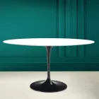 Masă Tulip Eero Saarinen H 73 ovală din ceramică alb absolut Made in Italy - Scarlet Viadurini