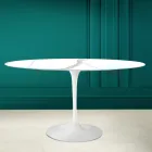Masă Tulip Eero Saarinen H 73 Oval din ceramică Calacatta Michelangelo Viadurini