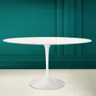 Măsuță Tulip Eero Saarinen H 73 ovală din ceramică Diamond Cream Made in Italy - Scarlet Viadurini