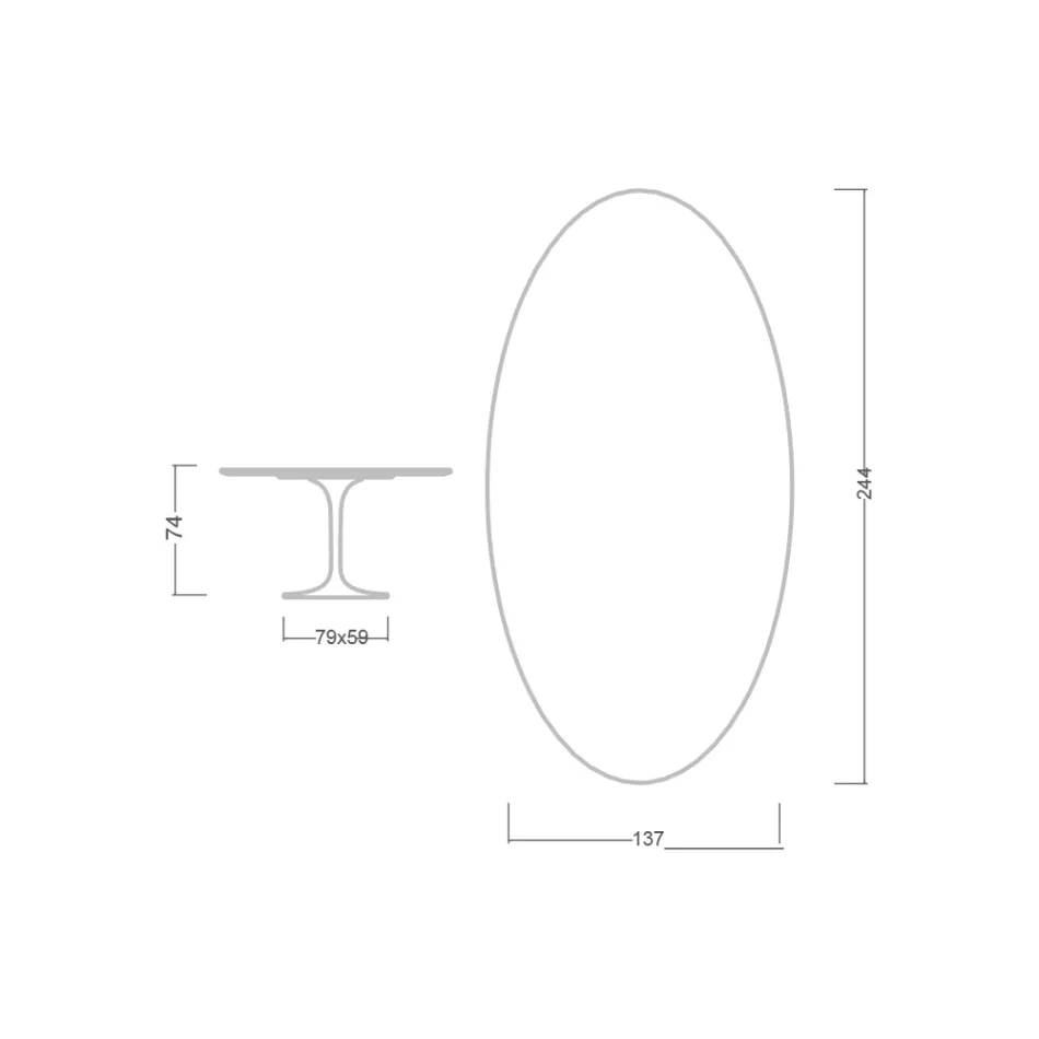 Tulip Table Eero Saarinen H 73 Oval din ceramică Marquinia Made in Italy - Scarlet Viadurini