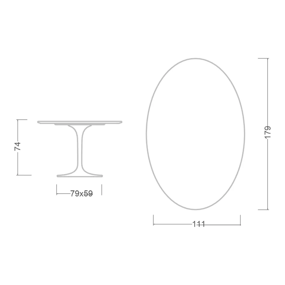 Masă Tulip Eero Saarinen H 73 Oval din ceramică Noir Laurent Made in Italy - Scarlet Viadurini