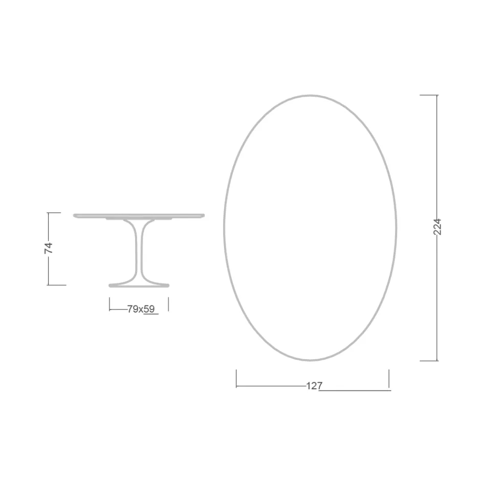 Masă Tulip Eero Saarinen H 73 Oval din Statuario Altissimo Ceramică Made in Italy - Scarlet Viadurini