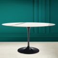 Tulip Table Eero Saarinen H 74 Oval din Statuario Ceramic Full Vein - Scarlet