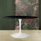 Masă Eero Saarinen Tulip H 73 ovală din marmură neagră Marquinia Made in Italy - Scarlet Viadurini
