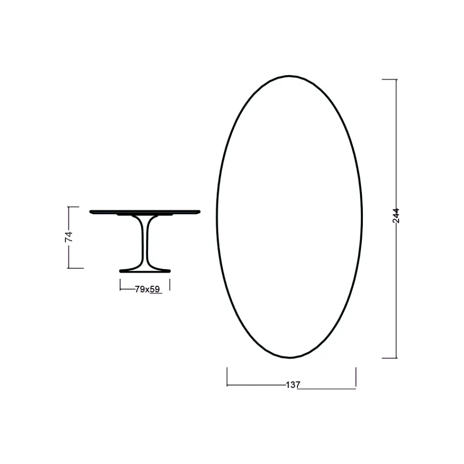 Tulip Table Eero Saarinen H 73 Oval din stejar natural Made in Italy - Scarlet Viadurini