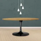 Tulip Table Eero Saarinen H 73 Oval din stejar natural Made in Italy - Scarlet Viadurini