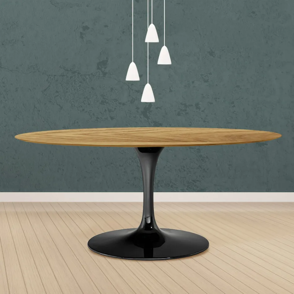 Tulip Table Eero Saarinen H 73 Oval din stejar natural Made in Italy - Scarlet Viadurini